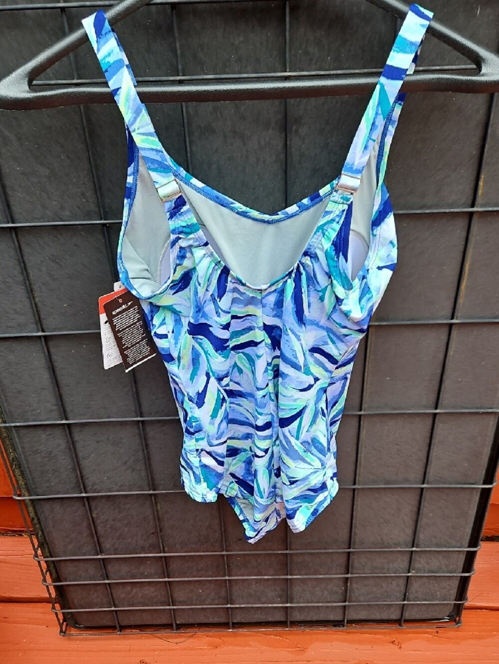 *NEW With TAGS Speedo Blue Leaf-Print One-Piece Moderate Cut Endurance Swimsuit - Picture 12 of 17
